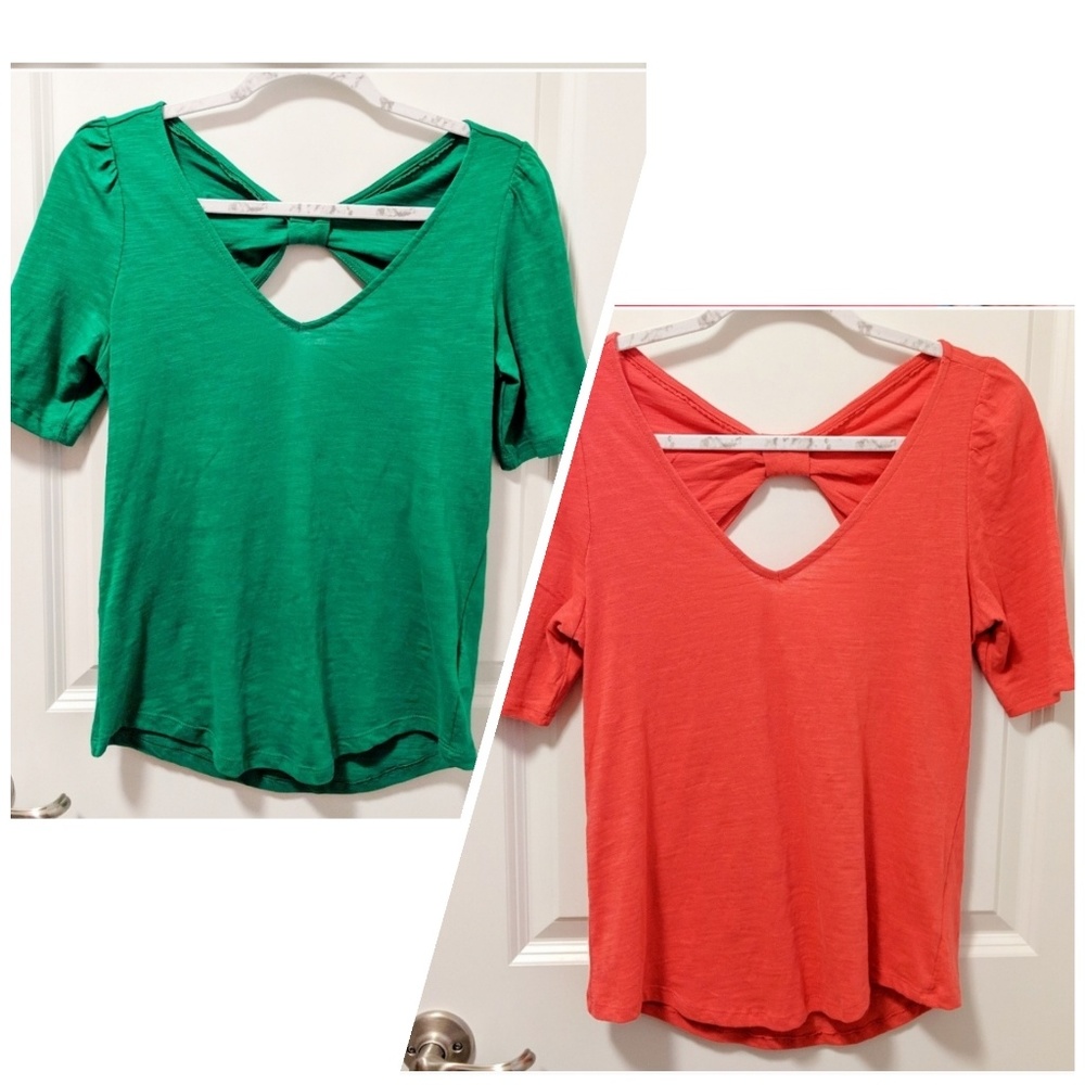 Anthropologie Meadow Rue Bow Open Back Blouses XS